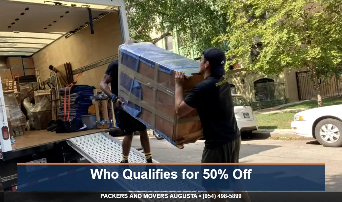 JM Moving crew helping an Augusta family with moving assistance for low income families
